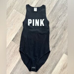 Victoria's Secret Pink Black Bodysuit with White Accent
